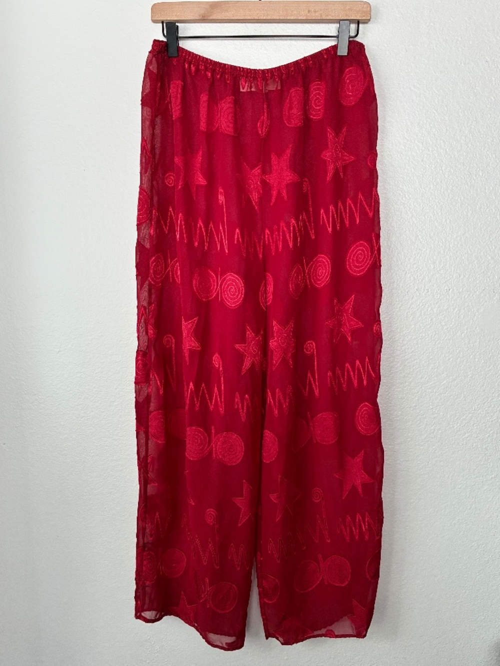 Victoria's Secret Gold Label Sheer Lounge Pants Size Large Vtg 90s Star Swirl